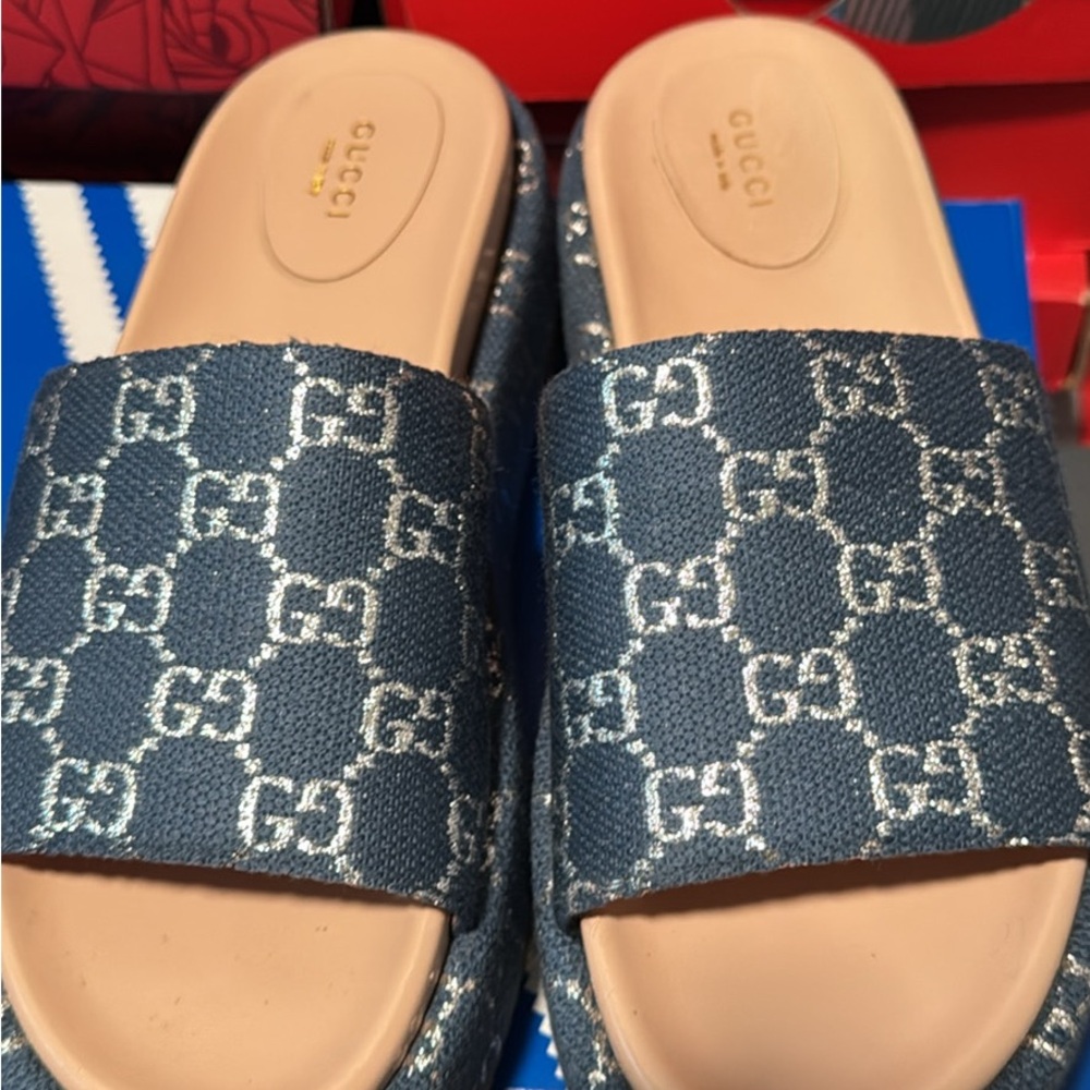 Gucci Denim Blue Platform Sandals - Picture 3 of 5